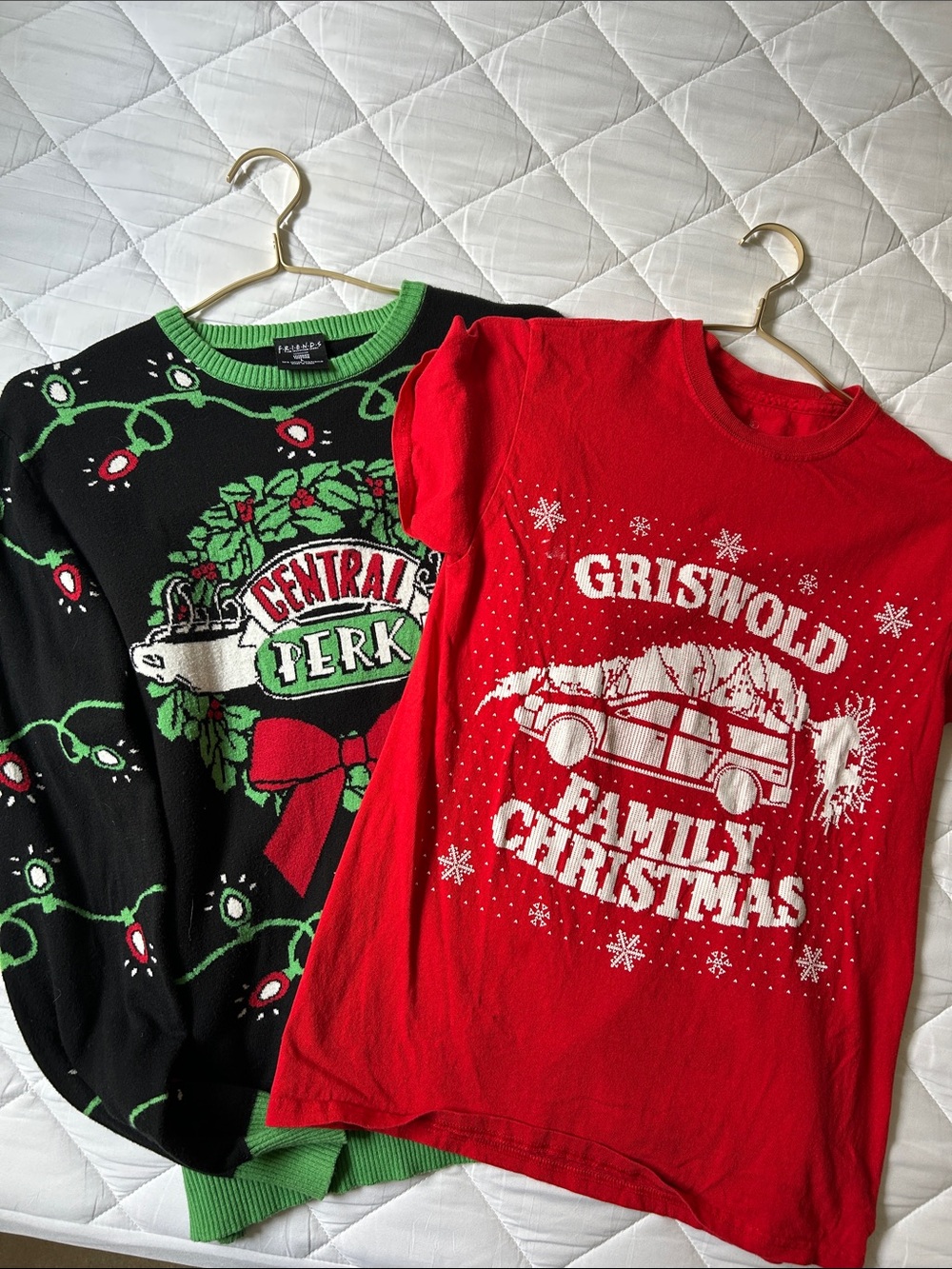 Bundle Friends Large Ugly Christmas Sweater with Griswold Small Tee Holiday Set